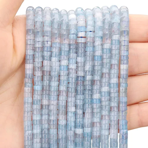 Miniatura 45 de BONNY BOXX 150 piezas de cuentas espaciadoras de jade blanco natural, cuentas sueltas semipreciosas planas redondas de jade heishi para hacer joyas