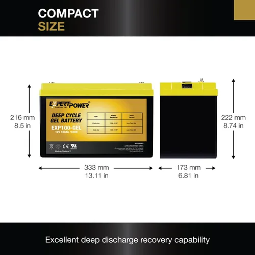 Miniatura 2 de ExpertPower EXP-100 GEL - Batería solar recargable de 12 V 100 Ah para sistema de paneles solares, remolque de viaje, RV, casa, motor de arrastre