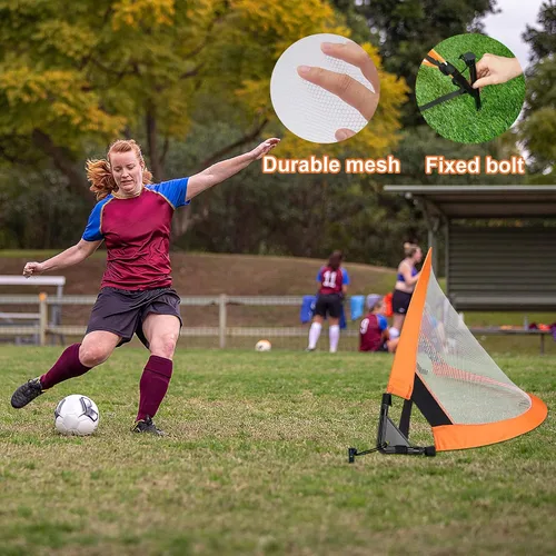 Miniatura 6 de Win SPORTS Redes de fútbol portátiles plegables Pop Up Pro 2 con estuche de transporte y conos de entrenamiento, práctica en patio trasero, escuela
