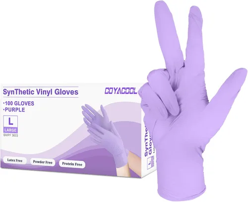Miniatura 51 de Guantes desechables medianos, de mezcla de nitrilo y vinilo, sin látex, 100 unidades, guantes de grado alimenticio para limpieza, preparación de Azul