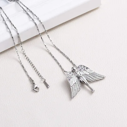 Miniatura 6 de Imrsanl Joyería de cremación con dije de ángel para dama, medallón conmemorativo de ceniza, collar de urna para cenizas, alas, joyería de recuerdo