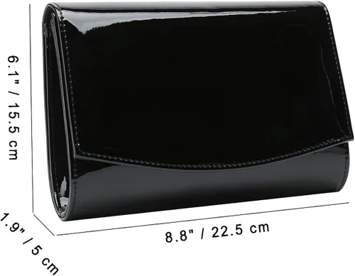Miniatura 5 de CHARMING TAILOR Bolso de mano con solapa de charol clásico elegante y elegante bolso de noche
