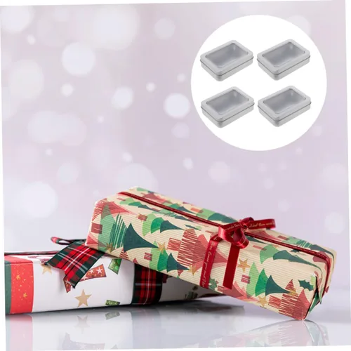 Miniatura 7 de UKCOCO Caja de almacenamiento USB, 4 unidades de caja vacía de metal para pulgar, caja de lata rectangular con tapa, tarro de almacenamiento