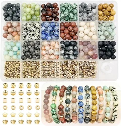 Miniatura 5 de 560 cuentas de piedra natural pulida de 0.315 pulgadas (0.315 in), cuentas sueltas de piedras preciosas de cristal energético, energía curativa