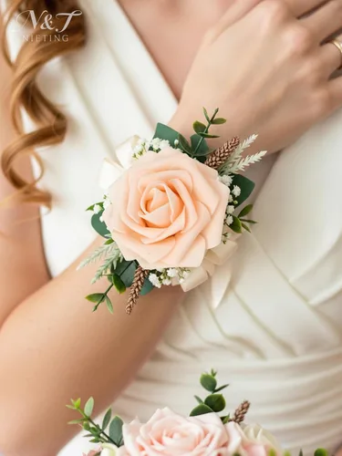 Miniatura 8 de N&T NIETING 25 unidades de flores artificiales, Rosas de espuma artificial de sensación real al tacto, decoración para boda, dama de honor, ramo