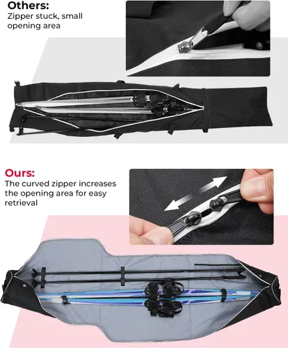 Miniatura 4 de KEMIMOTO Ski Bag, 360° Fully Padded Ski Bag, Fit Skis Up to 78.74 inches (200cm), Water-resistant and Durable Perfect for Road Trips and Air Travel