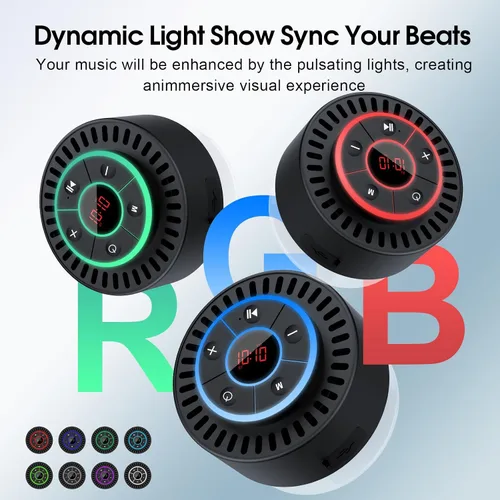 Miniatura 6 de Altavoz Bluetooth, altavoz de ducha IPX7 impermeable, altavoces Bluetooth inalámbricos con graves intensos, altavoz portátil con luz LED, ventosa