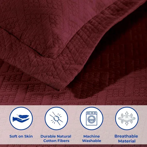 Miniatura 6 de Superior Colcha de Tejido de Cesta 100% Algodón con Fundas, Ropa de Cama Jacquard Matelassé de Algodón Premium para Todas las Estaciones, Cesta