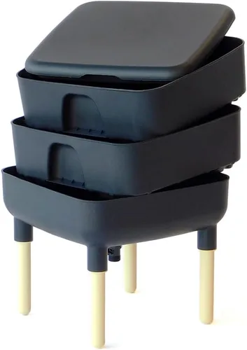 Miniatura 6 de FCMP Outdoor - The Essential Living Composter, contenedor de vermicompostador de gusanos de 2 bandejas (HF-LC4000v2-PUR) Ciruela
