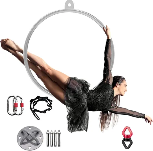 Juego de aros aéreos de yoga para adultos, equipo de fitness de baile, anillo de aro de Lyra, kit de aro de yoga de arte de metal grande para