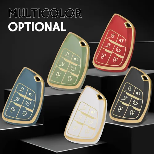 Miniatura 7 de Funda para llavero GMC Yukon de 6 botones, funda inteligente de TPU compatible con Chevy Chevrolet Tahoe Suburban 1500 Denali Terrain Buick Envision