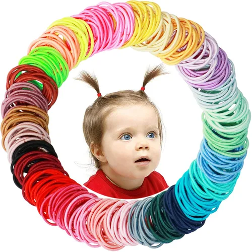 400 ligas multicolor para el cabello, soportes elásticos para cola de caballo sin arrugas, accesorios para el cabello de 0.8 in para niñas