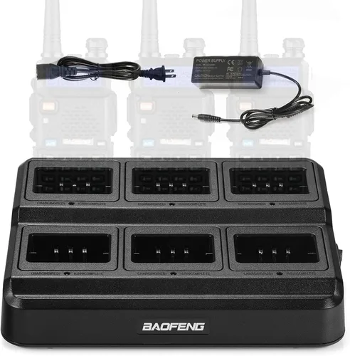 BAOFENG Cargador de seis vías UV-5R Estación de carga multiunidad para UV-5R 8W BF-F8HP GT-5R UV-5R+ Plus UV-5RE UV-5RTP UV-5RX3 UV-5RA UV-5G Walkie