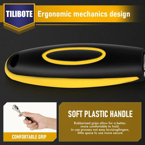 Miniatura 3 de Juego de llaves de vaso TILIBOTE, 62 piezas 1/4" juego de trinquete con 72 dientes, SAE y métrico de 5/32" - 9/16", 4mm - 14mm, juego