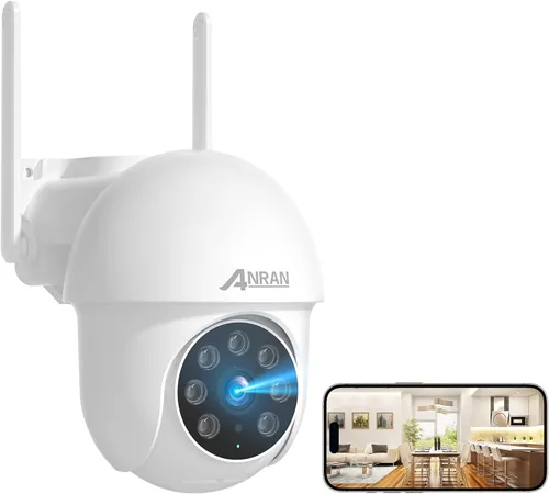 ANRAN - Cámara de seguridad WiFi de 3K/5MP para casa/hogar al aire libre: 2.4/5GHz de doble banda, seguimiento automático, panorámica de 360°, audio