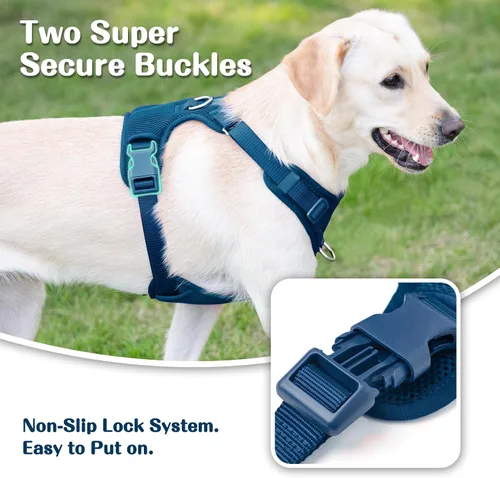Miniatura 4 de Arnés sin tirones para perros pequeños, medianos y grandes, chaleco de malla ajustable de 2 capas con doble clip, a prueba de escapes, liberación