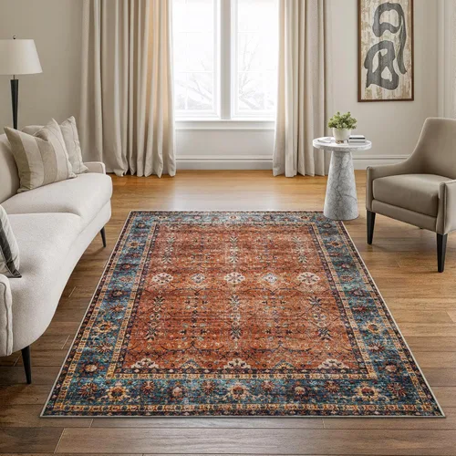 Miniatura 46 de Bloom Rugs - Alfombra lavable, antideslizante, de 1,83 x 2,74 m, color beige/blanco claro con borde tradicional, para sala de estar, dormitorio
