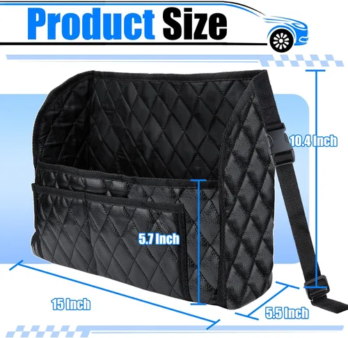 Miniatura 2 de BFXM Soporte para bolso de automóvil entre asientos, bolsillo organizador de cuero para asiento delantero, bolsillo de red de gran capacidad, bolsa