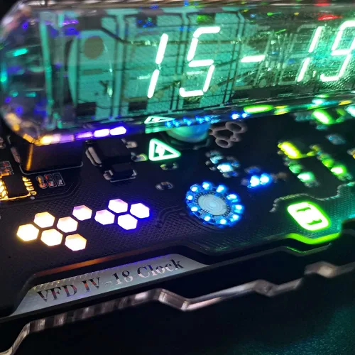 Miniatura 2 de Reloj de tubo de imitación Nixie Reloj de tubo fluorescente Cyberpunk Adornos IV18 Reloj de tubo fluorescente puede mostrar la fecha, hora, clima