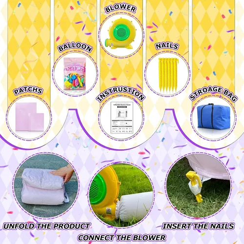 Miniatura 5 de Casa de rebote para niños pequeños de 1 a 3 años, mini casa de rebote con tobogán para interiores y exteriores, 8.33 pies de largo x 5.4 pies