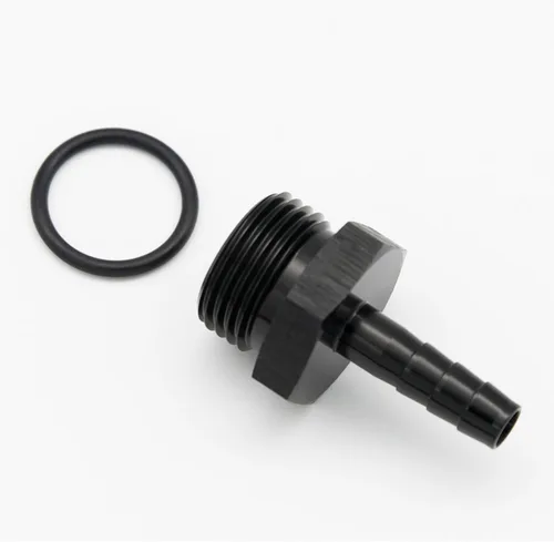 Miniatura 25 de Aluminio -4 AN ORB macho a 1/4 "(6.35mm) Barb Push On Manguera Adaptador Negro