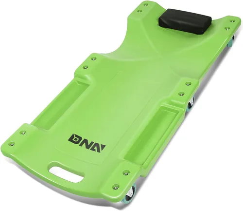 DNA MOTORING Enredadera de perfil bajo de 40 pulgadas de plástico para taller de cochera con apoyacabezas acolchado, bandejas de herramientas y 6