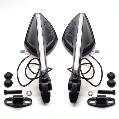 Miniatura 5 de MZS Espejos de motocicleta, LED Racing Espejo retrovisor de señal de giro dual ajustable compatible con Hayabusa ZX4R ZX6R ZX14R ZX10R ZX12R CBR500R