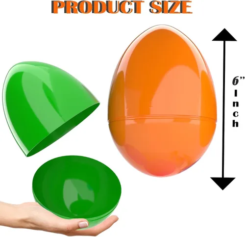 Miniatura 2 de The Dreidel Company Paquete de 24 huevos de Pascua de plástico brillantes y coloridos de 6 pulgadas, perfectos para la caza de huevos de Pascua