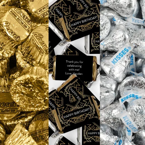 Miniatura 12 de Kit de 200 caramelos personalizados para cumpleaños número 50, regalos de fiesta de chocolate para invitados, suministros de bufé de dulces