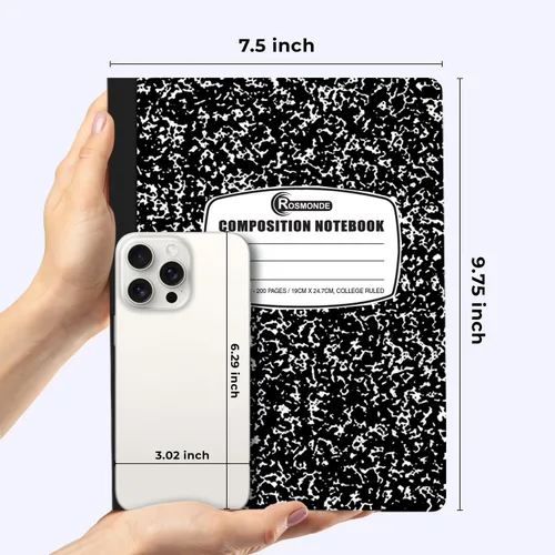 Miniatura 3 de Rosmonde Cuadernos de composición con rayas universitarias, paquete de 5, 200 páginas (100 hojas), 9-3/4 x 7-1/2 pulgadas, libro de composición