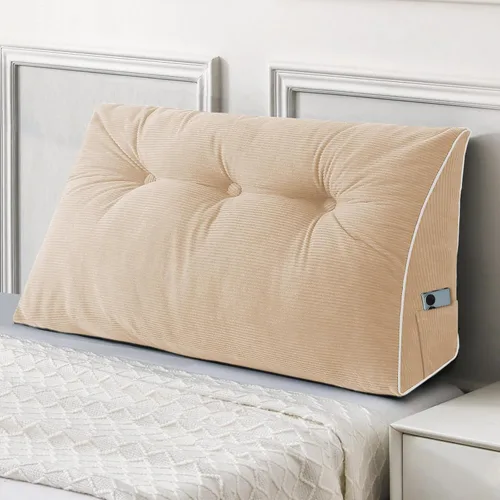 Miniatura 57 de Sasttie - Almohada de cabecero completa, almohada de cuña para cabecero para sentarse en la cama, cojín triangular de apoyo para la espalda