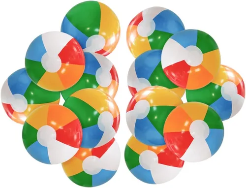 Pelota de playa de 12 pulgadas para niños: paquete de 14 pelotas de playa inflables a granel - Pelotas de playa a granel hawaianas tropicales