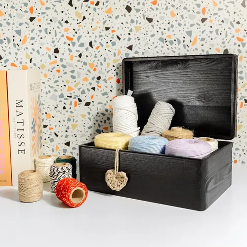 Miniatura 4 de Creative Deco Caja Grande de Madera Negra para Almacenamiento con Tapa con Bisagras 11.8 x 7.87 x 5.51 pulgadas (+-0.5) Caja de Regalo para Negro