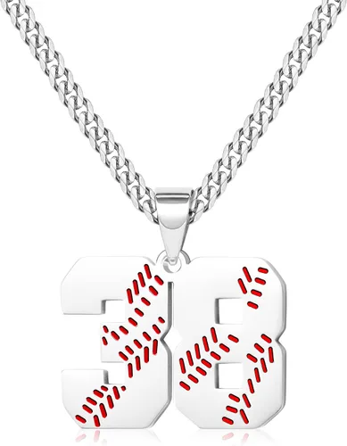 Miniatura 83 de Btysun Collares de béisbol de béisbol número 0-99 dijes de acero inoxidable para hombres, regalos de béisbol, papá, marido, regalo de Navidad