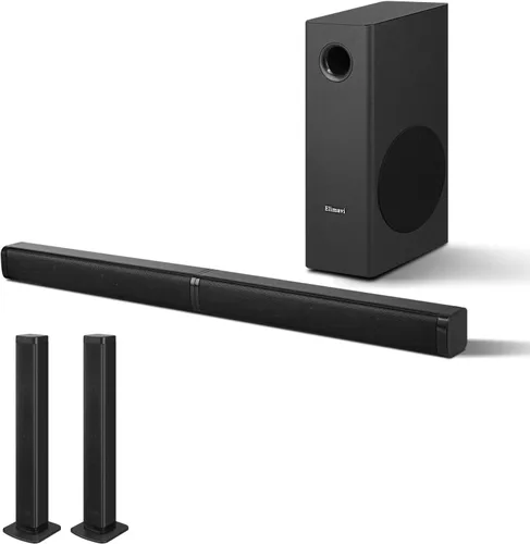 Elimavi Barras de sonido para TV con subwoofer: sistema de sonido envolvente de graves profundos 2 en 1 desmontable 2.1, Bluetooth 5.3 y RCA, para