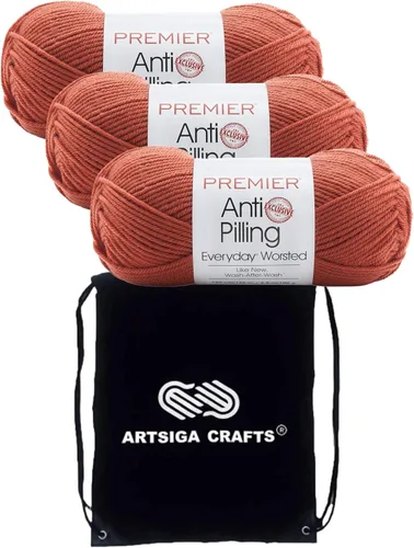 Miniatura 56 de Premier Yarns Everyday Anti-Pelusa Hilo Sólido Verde Pino DN100-8 (6-Madejas - Mismo Lote de Tinta) #4 Peso Estambre Acrílico para Tejer