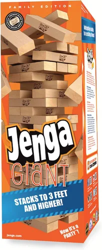 Jenga gigante. Juego de madera familiar (tamaño niños. Se apila hasta más de 3 pies. Para 6 años o más)