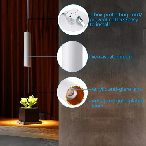Miniatura 2 de LEONLITE Luces colgantes LED con clase, estilo minimalista moderno, caja J integrada para repuesto de luz de techo empotrada, ajuste de agujero