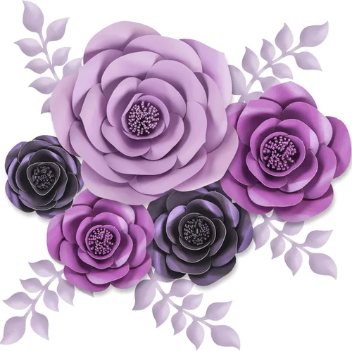 Rainbows & Lilies 10 flores de papel grandes para decoración de pared, rosas artificiales 3D para bodas, fiestas de novia, baby shower, decoración