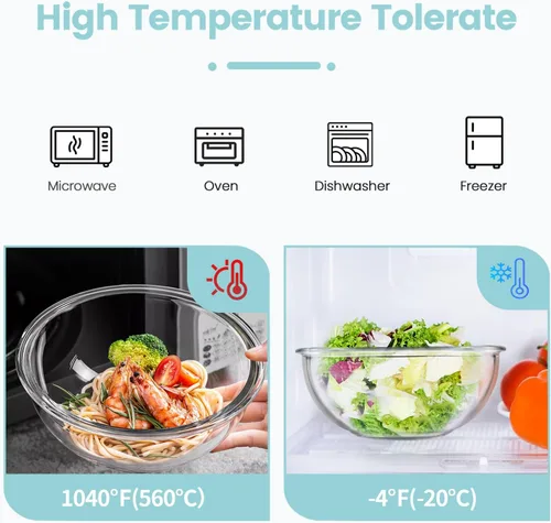 Miniatura 4 de Luvan Juego de 4 cuencos de vidrio transparente de borosilicato con tapas