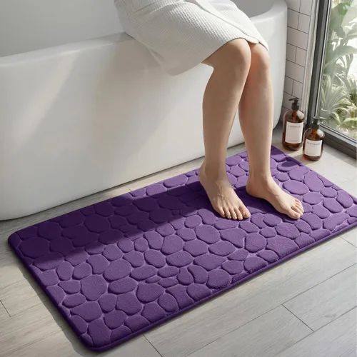YIHOUSE - Alfombra de espuma viscoelástica para pasillo, alfombras de baño con patrón de adoquín, superabsorbentes, alfombras de baño lavables a