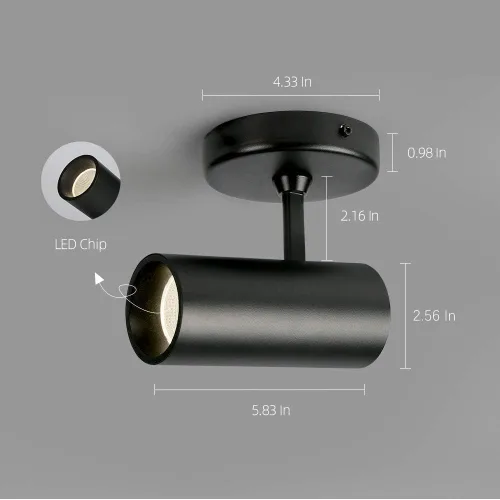 Miniatura 2 de Aisilan - Foco de techo LED negro de 12 W, ajustable, 90 grados, antirreflejo, direccional, moderno, LED para interiores, vestíbulo, sala de estar