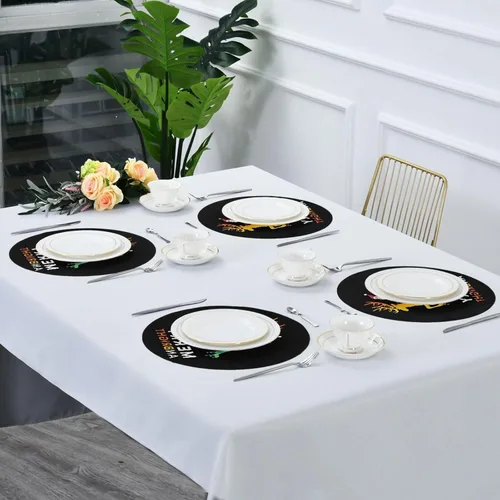 Miniatura 6 de Drip Deer Christmas Santa Round Farmhouse placemats Dinner Reversible placemats individuales para mesa de comedor 15.4x15.4in Set of 6