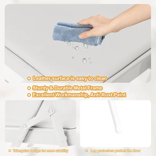 Miniatura 5 de Paquete de 4 sillas plegables blancas con cojín acolchado para exteriores, sillas plegables de metal comerciales apilables portátiles con marco