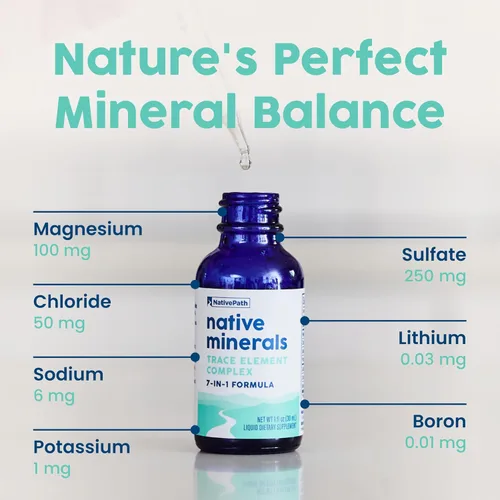 Miniatura 5 de NativePath Native Minerals - Complejo mineral de oligoelementos - Minerales líquidos iónicos 7 en 1 - magnesio, potasio, sodio, cloruro - 1 onza