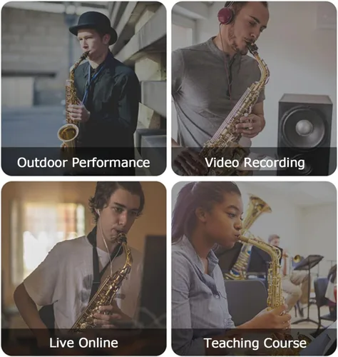Miniatura 8 de Micrófono inalámbrico para saxofón, micrófonos UHF para saxofón, micrófono con clip de carga y pantalla digital, para trompeta, tuba, trombón
