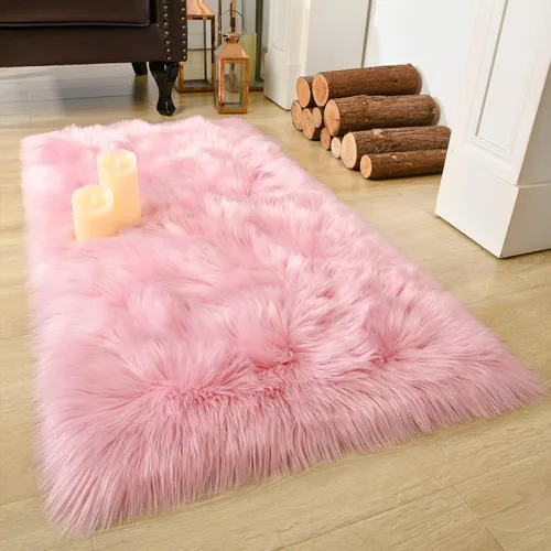 Miniatura 21 de LOCHAS Alfombra mullida ultrasuave, alfombra de pelo sintético de oveja, para el dormitorio, para colocar junto a la cama, para la sala