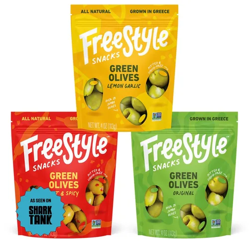 Miniatura 11 de Freestyle Snacks Paquetes de Aperitivos de Aceitunas - Como se Vio en Shark Tank - Aceitunas Kalamata y Verdes Frescas Deshuesadas, Cultivadas