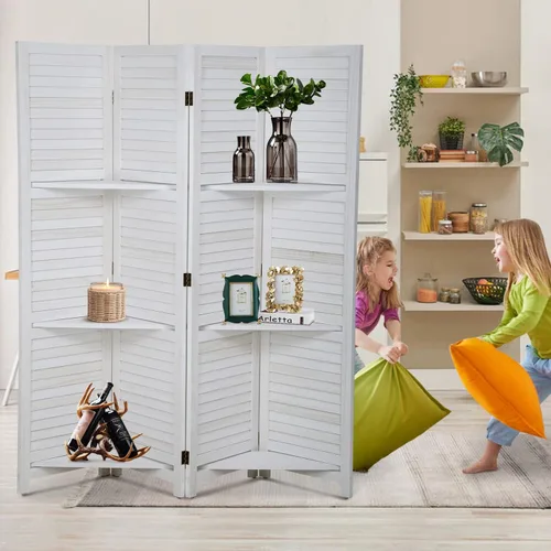 Miniatura 9 de Divisor de habitación de 4 paneles, pantalla de privacidad de madera, divisor de pared interior de 5.75 pies, pantalla de división portátil