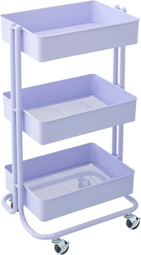 Miniatura 7 de Simply Tidy Lexington Carrito con ruedas de 3 niveles, organizador móvil de almacenamiento de metal con ruedas de bloqueo para manualidades, oficina